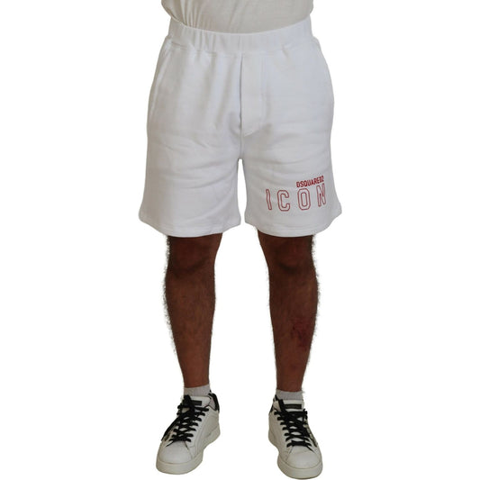 Dsquared² White Printed Pull On Men Casual Bermuda Shorts Dsquared² Gray