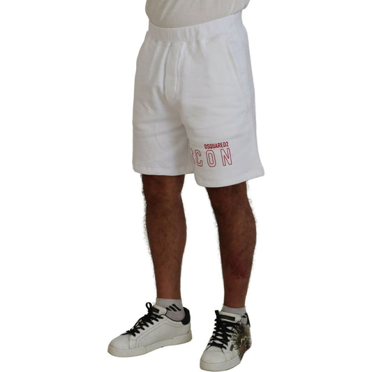 Dsquared² White Printed Pull On Men Casual Bermuda Shorts Dsquared² Dark Gray