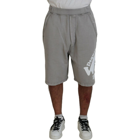 Dsquared² Gray Printed Pull On Men Casual Bermuda Shorts Dsquared² Dim Gray