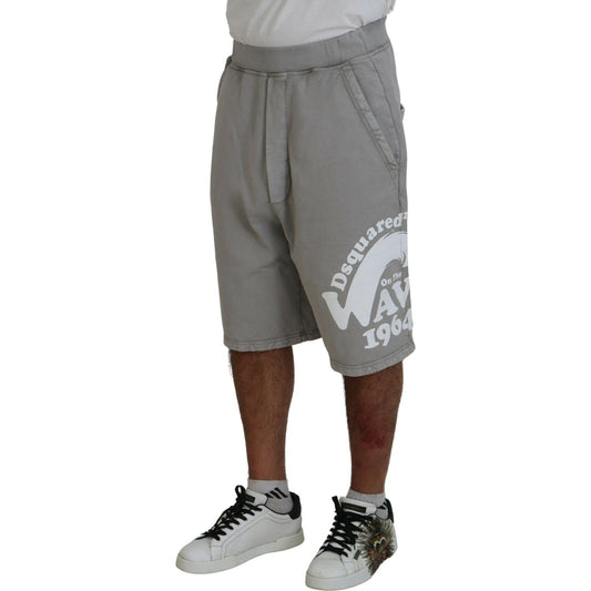 Dsquared² Gray Printed Pull On Men Casual Bermuda Shorts Dsquared² Dim Gray