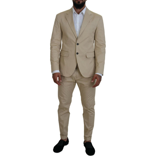 Dsquared² Beige Cotton Single Breasted 2 Piece CIPRO Suit Dsquared²