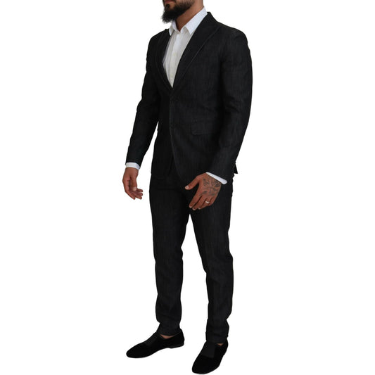 Dsquared² Black Cotton Single Breasted 2 Piece MIAMI Suit Dsquared² Black