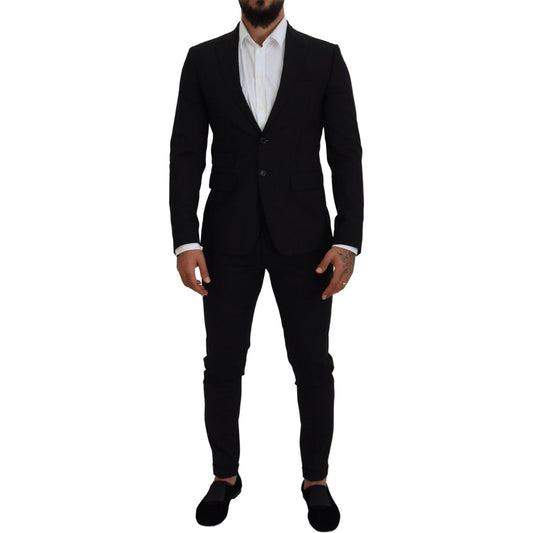 Dsquared² Black Wool Single Breasted 2 Piece LONDON Suit Dsquared² Black