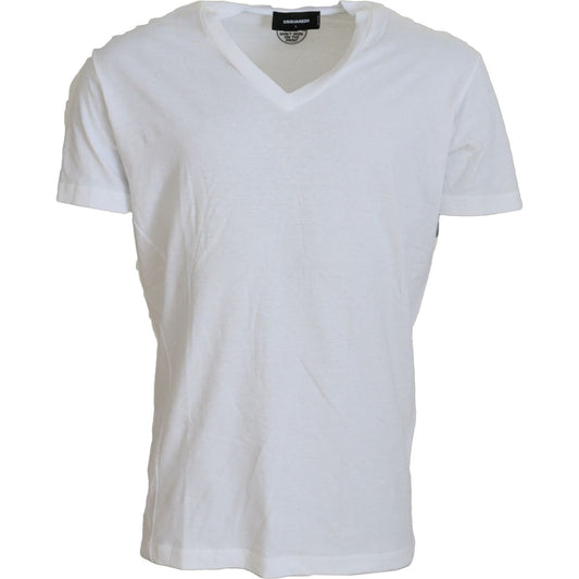 Dsquared² White Cotton Linen Short Sleeves V-neck T-shirt Dsquared² Gray