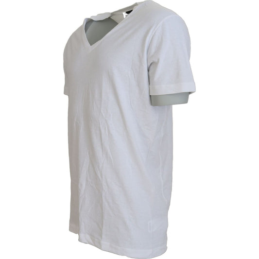 Dsquared² White Cotton Linen Short Sleeves V-neck T-shirt Dsquared² Gray