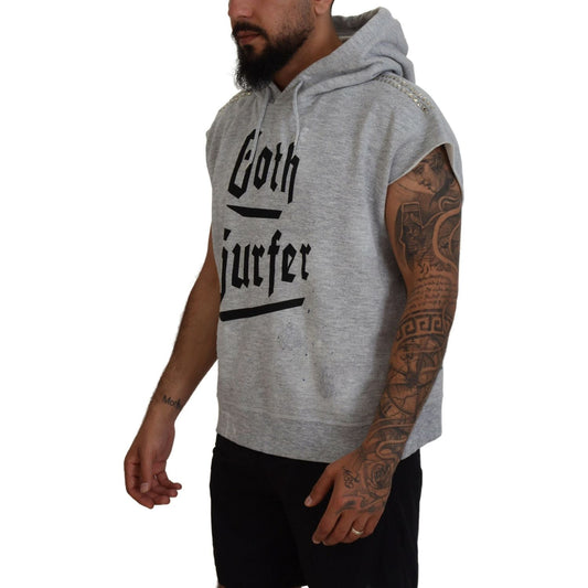 Dsquared² Light Gray Cotton Short Sleeves Hooded T-shirt Dsquared² Dim Gray