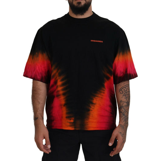 Dsquared² Black Orange Cotton Short Sleeves Crewneck T-shirt Dsquared² Sienna