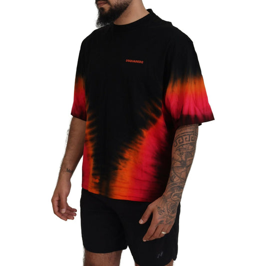 Dsquared² Black Orange Cotton Short Sleeves Crewneck T-shirt Dsquared² Sienna