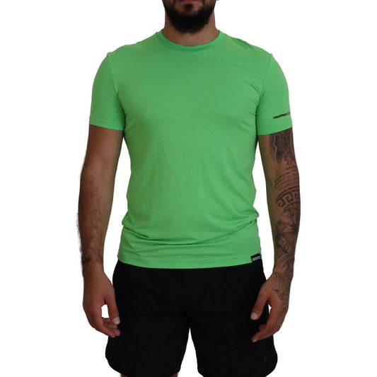 Dsquared² Green Modal Short Sleeves Crewneck T-shirt Dsquared² Sea Green