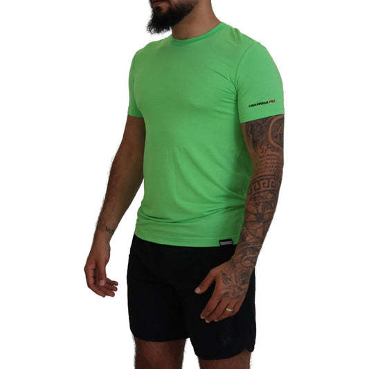 Dsquared² Green Modal Short Sleeves Crewneck T-shirt Dsquared² Dark Slate Gray