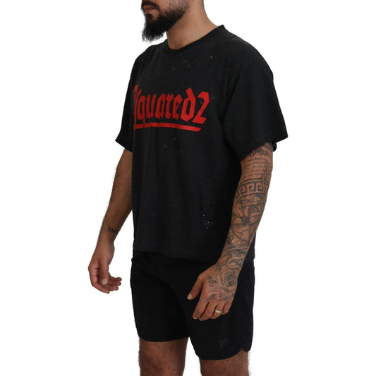 Dsquared² Black Cotton Short Sleeves Crewneck T-shirt Dsquared² Black