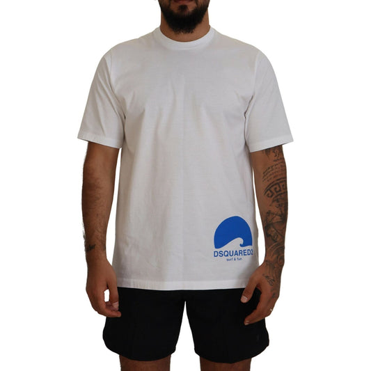 Dsquared² White Cotton Short Sleeves Crewneck T-shirt Dsquared² Dark Gray