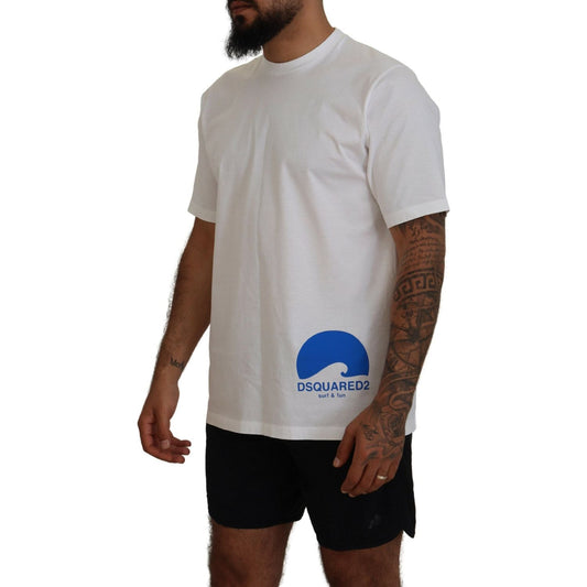 Dsquared² White Cotton Short Sleeves Crewneck T-shirt Dsquared² Dark Gray