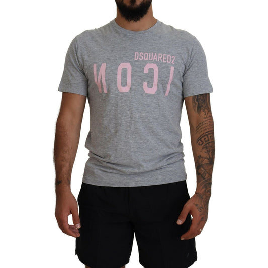 Dsquared² Gray Logo Cotton Short Sleeves Crewneck T-shirt Dsquared² Dim Gray
