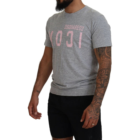 Dsquared² Gray Logo Cotton Short Sleeves Crewneck T-shirt Dsquared² Dim Gray