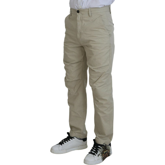 Dsquared² Beige Cotton Straight Fit Men Casual Pants Dsquared²