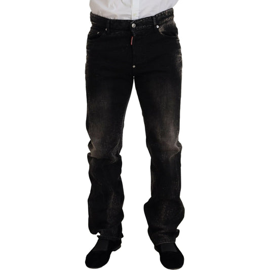 Dsquared² Black Washed Cotton Straight Fit Casual Denim Jeans Dsquared² Black