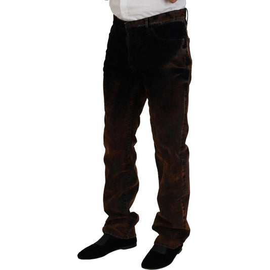 Dsquared² Brown Washed Cotton Straight Fit Casual Denim Jeans Dsquared² Black