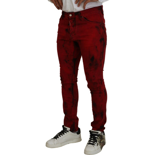 Dsquared² Red Cotton Tie Dye Skinny Casual Men Denim Jeans Dsquared² Black