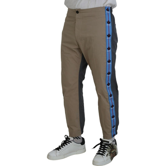 Dsquared² Cotton Brown Gray Two Tone Men Casual Pants Dsquared² Dim Gray