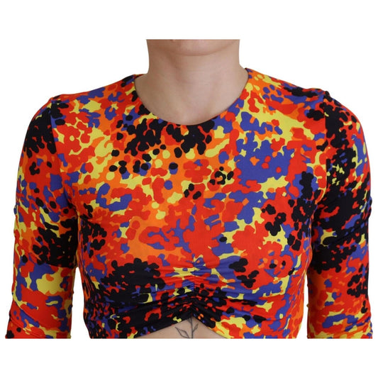 Dsquared² Multicolor Cami Long Sleeves Cropped Blouse Top Dsquared² Dark Slate Gray