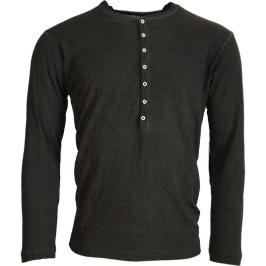Dsquared² Gray Cotton Linen Long Sleeves Pullover Sweater Dsquared² Dark Slate Gray