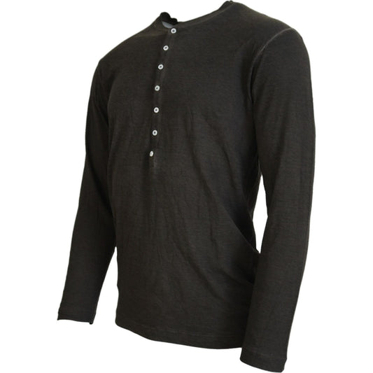 Dsquared² Gray Cotton Linen Long Sleeves Pullover Sweater Dsquared² Dark Slate Gray