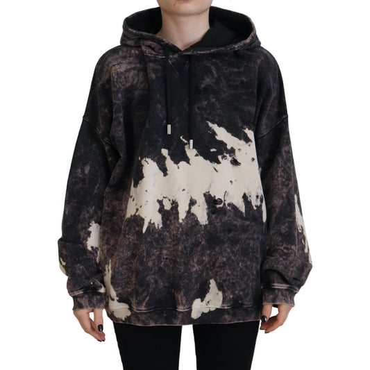 Dsquared² Multicolor Dye Cotton Hoodie Sweatshirt Sweater Dsquared² Black
