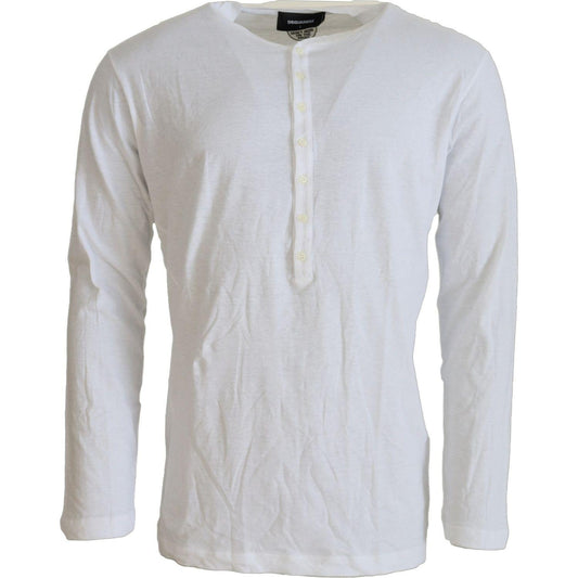Dsquared² White Cotton Linen Long Sleeves Pullover Sweater Dsquared² Gray