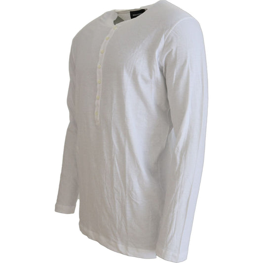 Dsquared² White Cotton Linen Long Sleeves Pullover Sweater Dsquared² Dark Gray