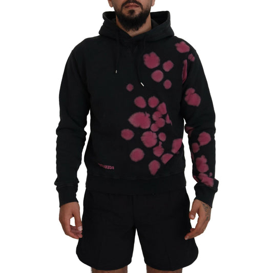 Dsquared² Black Tie Dye Cotton Hooded Sweatshirt Sweater Dsquared² Black