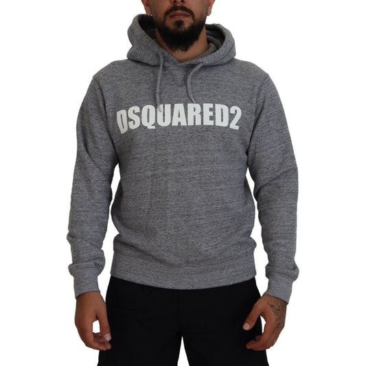 Dsquared² Gray Cotton Hooded Logo Print Men Pullover Sweater Dsquared² Dark Slate Gray