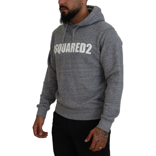 Dsquared² Gray Cotton Hooded Logo Print Men Pullover Sweater Dsquared² Dark Slate Gray