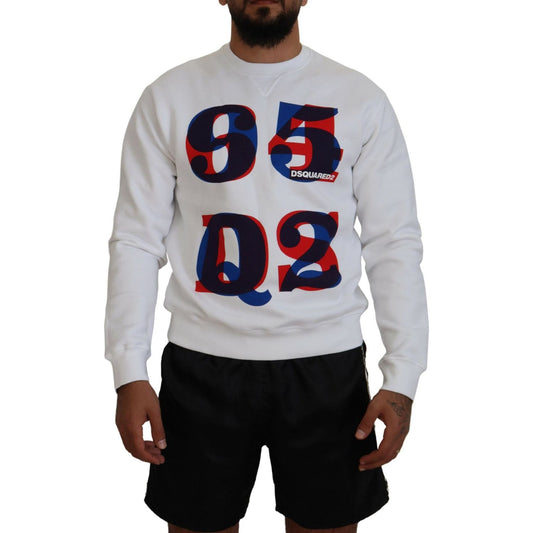 Dsquared² White Printed Long Sleeves Pullover Sweater Dsquared² Black