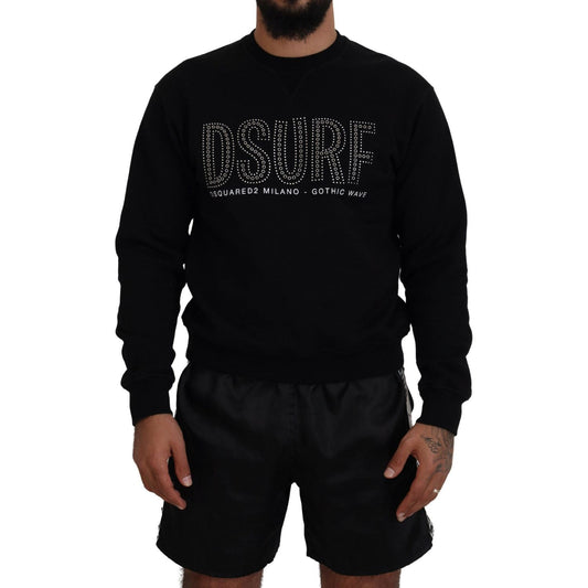 Dsquared² Black Cotton Printed Long Sleeves Pullover Sweater Dsquared² Black