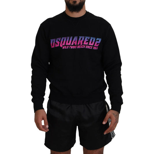 Dsquared² Black Logo Print Long Sleeves Men Pullover Sweater Dsquared² Black