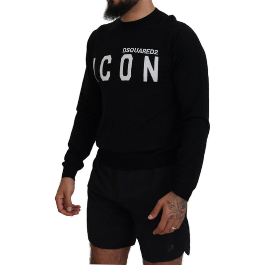 Dsquared² Black Logo Print Long Sleeves Men Pullover Sweater Dsquared² Black