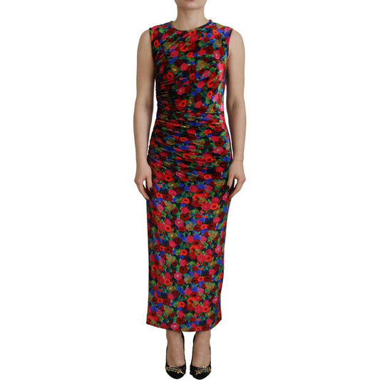 Dsquared² Multicolor Floral Bodycon Ruched Maxi Dress Dsquared² Dark Slate Gray