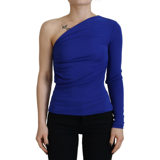 Dsquared² Blue Viscose One Shoulder Slim Fit Blouse Top Dsquared² Rosy Brown
