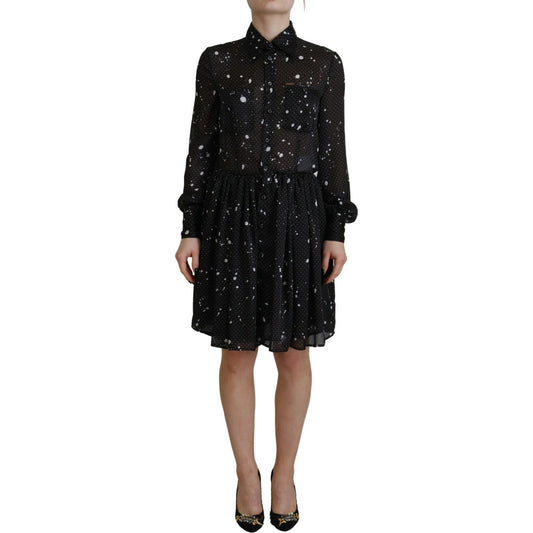 Dsquared² Black Polka Dot Long Sleeves Button Down Dress Dsquared² Rosy Brown