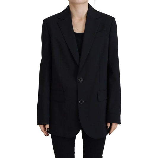 Dsquared² Black Flower Single Breasted Coat Blazer Dsquared² Black