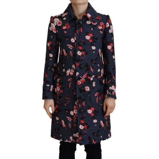 Dsquared² Multicolor Printed Women Long Coat Blazer Jacket Dsquared² Black