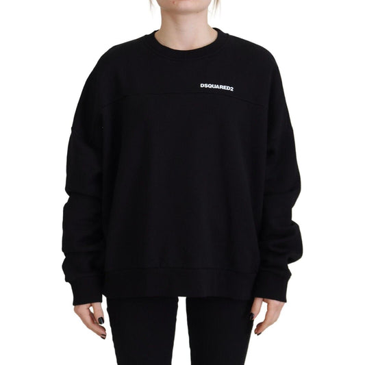 Dsquared² Black Cotton Printed Women Long Sleeve Sweater Dsquared² Black