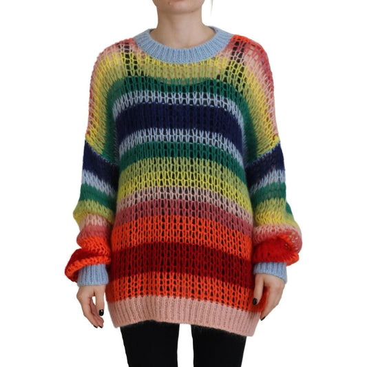 Dsquared² Multicolor Knitted Mohair Crewneck Pullover Sweater Dsquared² Sienna