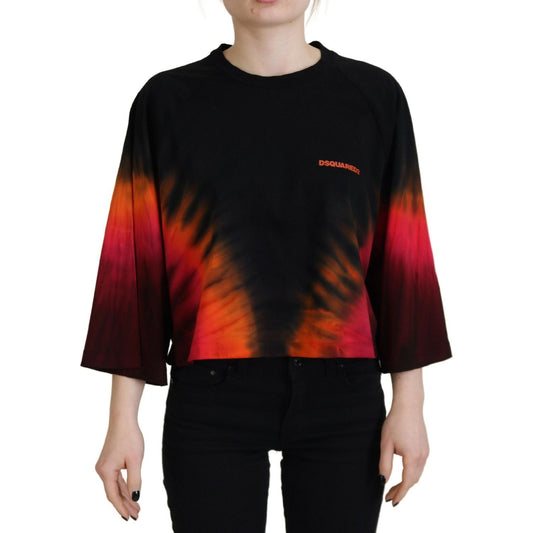 Dsquared² Black Cotton Tie Dye Crew Neck Casual Top Dsquared² Rosy Brown