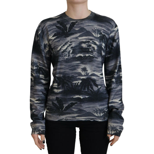 Dsquared² Black Long Sleeve Thunder Sky Print Casual Sweater Dsquared² Dark Slate Gray