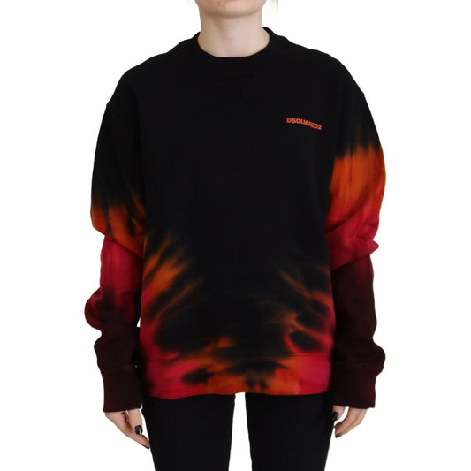 Dsquared² Black Tie Dye Logo Print Women Long Sleeve Sweater Dsquared² Black