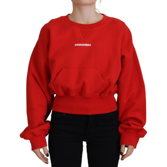 Dsquared² Red Logo Print Women Crew Neck Long Sleeve Sweater Dsquared² Firebrick