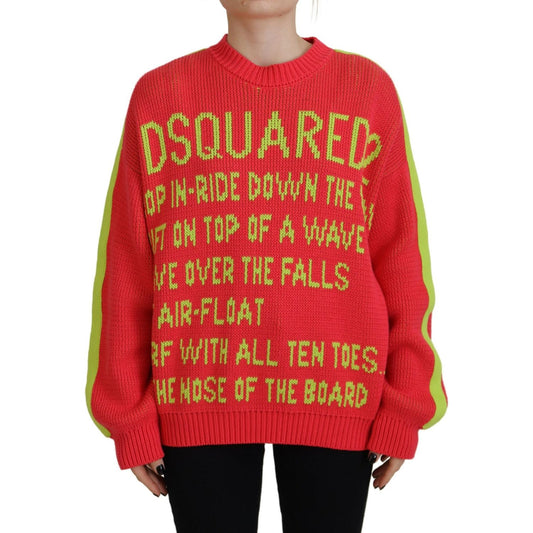 Dsquared² Multicolor Cotton Knitted Crewneck Pullover Sweater Dsquared² Firebrick