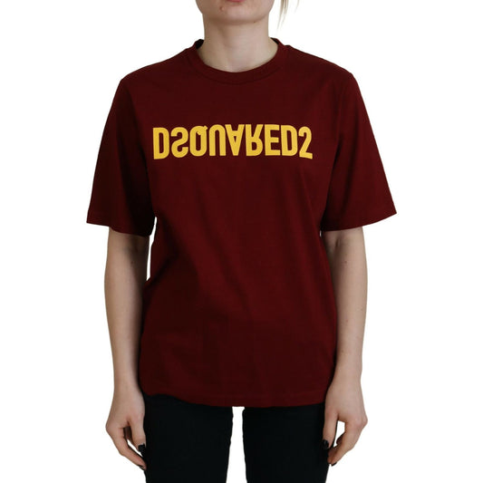 Dsquared² Maroon Logo Cotton Crewneck Short Sleeve Tee T-shirt Dsquared² Black